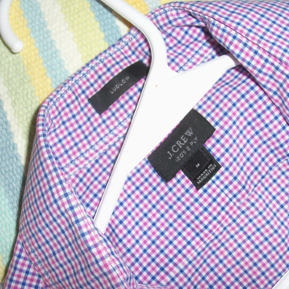 J. Crew Ludlow pink/blue plaid button up, size Med